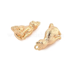 真鍮チャーム  カドミウムフリー＆ニッケルフリー＆鉛フリー  猫の形のチャーム  18KGP本金メッキ  15x7x8mm  穴：1.2mm&nbsp;X-KK-L223-022G