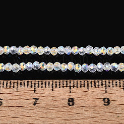 ABカラーメッキ透明ガラスロンデルビーズ連売り  多面カット  透明  2.5x2mm  穴：0.5~0.9mm  約148~159個/連  11.42~13.19''（29~33.5センチメートル）&nbsp;EGLA-T029-2mm-10A