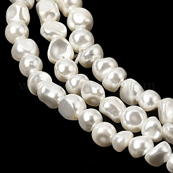 電気めっきシェルパールビーズ連売り  ナゲット  ホワイト  3~5x3~4x3~4mm  穴：0.8mm  約100~103個/連  15.94''（40.5センチメートル）&nbsp;BSHE-B008-06A