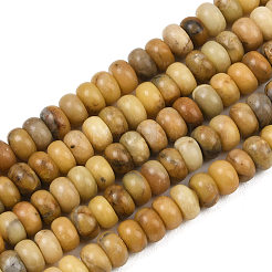 天然黄龍翡翠のビーズ連売り  ロンデル  6.5x4.5mm  穴：0.9mm  約86個/連  15.08インチ（38.3cm）&nbsp;G-L647-D02-4x6mm
