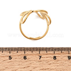 女性用304ステンレススチールカフオープンリング  花  イオンプレーティング（ip）  18KGP本金メッキ  26mm  内径：18mm&nbsp;RJEW-L342-04G