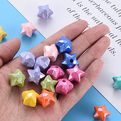 真珠色の不透明なアクリルビーズ  多面カット  片穴  スター  ミックスカラー  17x17.5x13.5mm  穴：3.5mm&nbsp;MACR-S373-42I