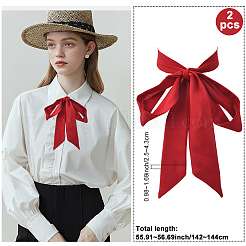 女性用シフォンネクタイ2個  ソリッドカラーのネクタイ  暗赤色  1420~1440x25~43x0.5mm&nbsp;AJEW-SP0003-52B