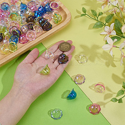 72個 9色電気メッキ透明アクリルビーズキャップ  花  ミックスカラー  24x23~24x15~15.5mm  穴：2.7~3mm  8個/カラー&nbsp;OACR-PH0004-72
