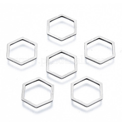 変色しない201ステンレススチール製リンクリング  六角  ステンレス鋼色  12x14x1mm  内径：10x11.5mm&nbsp;STAS-N090-T03-1