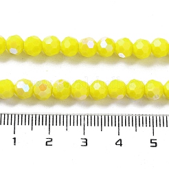 オペークガラスビーズ連売り  ファセット（32ファセット）  ラウンド  きいろ  6x5.5mm  穴：0.9mm  約94~97個/連  21.06~21.18''（53.5~53.8センチメートル）&nbsp;EGLA-A035-P6mm-L04