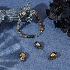 4個2色真鍮ビーズ  スカル  ミックスカラー  21.5x14x19mm  穴：6mm  2個/カラー&nbsp;FIND-OC0014-02