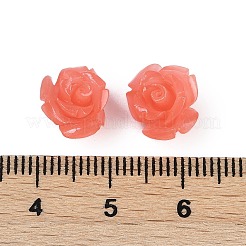 合成サンゴ刻まれたビーズ  染め  花  鮭色  10x8.5mm  穴：1.3mm&nbsp;CORA-M001-07U