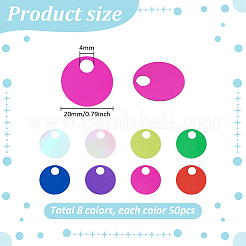 400色のPVCペンダント8個  スパンコール入り  フラットラウンド  ミックスカラー  20mm  穴：4mm  8色&nbsp;FIND-PH0059-61A