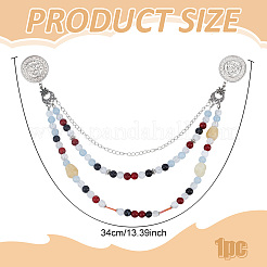 フラットラウンドい鉄のブローチ  真鍮チェーンとアクリル＆ガラス付き  銀  340mm&nbsp;JEWB-PH01306
