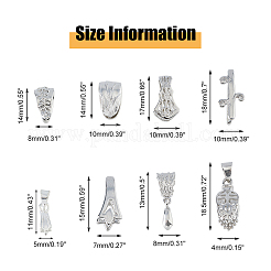 真鍮ペンダントピンチベイル48スタイル12個  アイスピックピンチベイル&スナップオンベイル  プラチナ  11~19x4~10x2~11mm  4個/スタイル&nbsp;KK-FH0007-21
