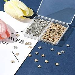 250個2色ccbプラスチックビーズ  スター  ミックスカラー  6.5x6.5x3mm  穴：1.4mm  125個/カラー&nbsp;CCB-FS0001-10