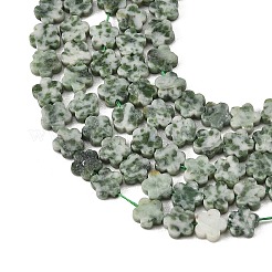 天然グリーンスポットジャスパービーズ連売り  梅の花  6x6x2mm  穴：0.5mm  約65個/連  15.35''（39センチメートル）&nbsp;G-B138-C24-01