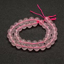 天然石ローズクォーツビーズ連売り  ラウンド  8mm  穴：1mm  約47個/連  15.5インチ（39cm）&nbsp;G-E375-8mm-01