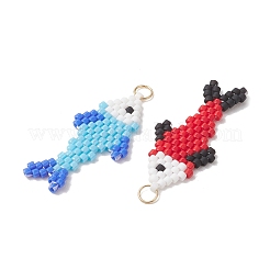 ミユキガラスシードビーズペンダント（4色）4個  魚のチャーム  304ステンレススチールオープン丸カン付き  18KGP本金メッキ  ミックスカラー  29.5x14.5x2mm  穴：3.5mm  1pc /カラー&nbsp;PALLOY-MZ01319