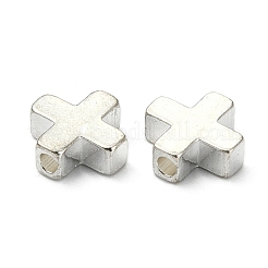 真鍮ビーズ  クロス  銀色のメッキ  8x3mm  穴：1.8mm&nbsp;PJ-TAC0001-31B-S