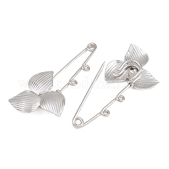 トリリウム304ステンレススチール製安全ピンブローチ金具  二重ループ付きキルトピン  ステンレス鋼色  60x30x8mm  穴：2mm&nbsp;SA-CBA098D-14C-P02