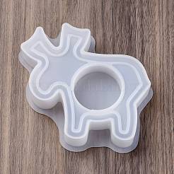 DIY クリスマス シリコン ホルダー モールド  燭台金型  ジェッソ樹脂鋳造金型  鹿  108x113x26mm  内径：39mm&nbsp;DIY-K073-42A