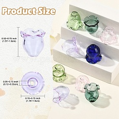 12個6色透明ガラスビーズ  花  ミックスカラー  15.7~19x17.8~19mm  穴：1.2~3.3mm  2個/カラー&nbsp;GLAA-YW0004-85