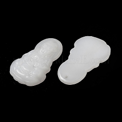 ガラスチャーム  天然石風  仏のチャーム  ホワイト  31~32x20~21x5mm  穴：1.6mm&nbsp;GLAA-B017-11A
