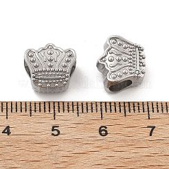 304ステンレススチールヨーロピアンビーズ  大きな穴ビーズ  クラウン  ステンレス鋼色  10.5x11x6.5mm  穴：4.5mm&nbsp;STAS-M112-02P