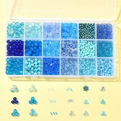 Abカラーメッキガラスラッパビーズ  ガラスビーズを使った透明な虹  ブルー  2~8x3~4mm  穴：0.7~1.5mm&nbsp;SEED-FS0001-22