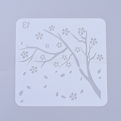 プラスチック塗装ステンシル  図面テンプレート  DIYスクラップブッキング用  桜  ホワイト  13.1x13x0.01cm&nbsp;DIY-WH0051-74