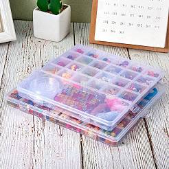 2個2スタイルの透明なプラスチックビーズ容器  28つと26つのコンパートメント  DIYアートクラフト用  ビーズ収納  長方形  ホワイト  20x19~22.5x1.9~2.2cm  1個/スタイル&nbsp;CON-SZ0001-29