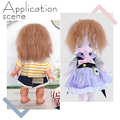 ウール人形ウィッグヘア  DIYの女の子のためのbjdメイキングアクセサリー  キャメル  140x120x3mm&nbsp;DIY-WH0888-392B-03