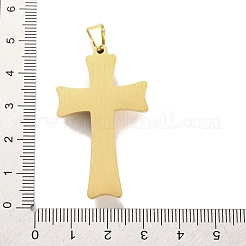 PVD真空メッキ304ステンレスペンダント  スターチャーム付きクロス  ゴールドカラー  44.5x26x6.8mm  穴：8x4mm&nbsp;STAS-Z080-02G