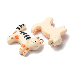 不透明樹脂ペンダント  猫  プラチナ鉄ループ付き  ミックスカラー  23.5x29.5x8.5mm  穴：1.8mm&nbsp;X-RESI-B034-01