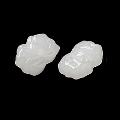 手作りランプワークビーズ  花  ホワイト  10.5x14.5x6.5mm  穴：1.5mm&nbsp;LAMP-P060-04A