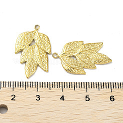304ステンレスペンダント  リーフチャーム  ゴールドカラー  25x15x1.5mm  穴：1.4mm&nbsp;STAS-A168-08G