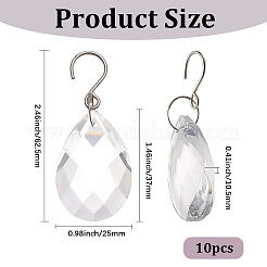 10 個のガラスペンダント装飾  結婚式のパーティーの装飾に  ティアドロップ  透明  62.5mm&nbsp;AJEW-SP0004-79