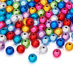 90個9色のマットスプレー塗装アクリルビーズ  ラウンド  ミックスカラー  8mm  穴：1.6mm  10個/カラー&nbsp;OACR-TA0001-79