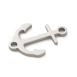 201ステンレススチールレーザーカットコネクタチャーム  ステンレス鋼色  アンカー＆舵  15x10.5x1mm  穴：1.4mm&nbsp;STAS-R133-02P-11