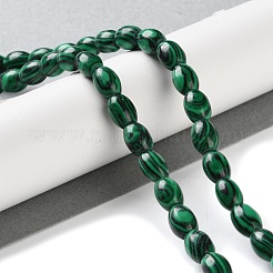 合成マラカイトビーズ連売り  ライス  9x6mm  穴：1mm  約44個/連  15.94インチ（40.5cm）&nbsp;G-I369-B19-01