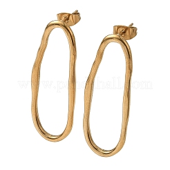 女性用304ステンレススチール楕円スタッドピアス  18KGP本金メッキ  38.5x14mm&nbsp;SA-CBA21A8-03G