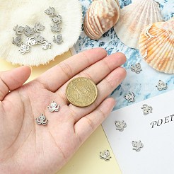 304ステンレススチールチャーム  タコ  ステンレス鋼色  9x10x1mm  穴：1mm&nbsp;STAS-CJC0008-06P