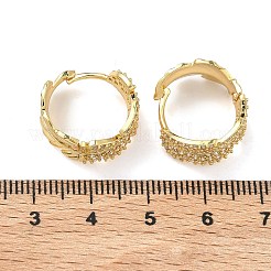リーフブラスマイクロパヴェクリアキュービックジルコニアフープピアス  18KGP本金メッキ  15.5x17x8.5mm&nbsp;EJEW-C182-06G
