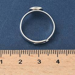 調節可能な真鍮パッドリングのセッティング  空白のフラットラウンドい指輪ベーストレイ  ラックめっき  長持ちメッキ  鉛フリー＆カドミウムフリー  925銀メッキ  トレイ：8mm  3mm  usサイズ7 1/4(17.5mm)&nbsp;KK-K414-10C-S