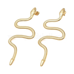 女性用304ステンレススチールスタッドピアス  ヘビ  ゴールドカラー  76x31mm&nbsp;EJEW-K332-01G