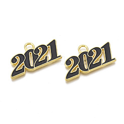 合金エナメルチャーム  カドミウムフリー＆鉛フリー  新年2021  ミックスカラー  19.5x36x2mm  穴：3.5mm&nbsp;X-PALLOY-T078-03