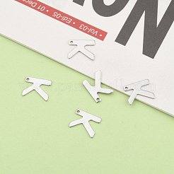 変色しにくい304ステンレススチールの文字チャーム  文字.k  11x9x0.5mm  穴：1mm&nbsp;X-STAS-O072-K
