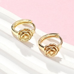 ローズ真鍮フープピアス  ラックめっき  鉛フリー＆カドミウムフリー  長持ちメッキ  18KGP本金メッキ  13.5x16mm&nbsp;EJEW-Z102-03G
