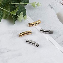 チューブ 304 ステンレススチール バヨネット留め金  ジュエリーパーツ  コラム  ゴールデン·ステンレス鋼色  28x7x7.5mm  穴：5mm  2色  2セット / カラー  4セット /箱&nbsp;STAS-UN0001-92