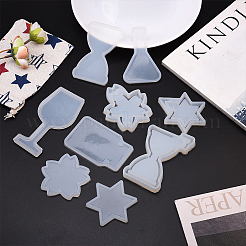 カップマットシリコンモールド  レジン型  UVレジン用  エポキシ樹脂ジュエリー作り  使い捨てのプラスチック製移送ピペットと使い捨てのラテックス製指サック付き  ホワイト&nbsp;DIY-SC0007-57