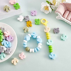 60 個サボテンシリコーン焦点ビーズカラフルな大穴ルーススペーサービーズシリコーンビーズ diy ネックレスブレスレットイヤリングキーホルダークラフトジュエリーメイキング  ミックスカラー  29x23x8mm  穴：2mm&nbsp;JX324A