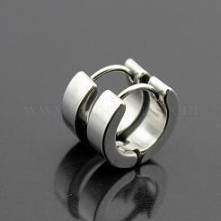 真鍮huggieフープピアス  プラチナ  4x8.5x2.3mm&nbsp;EJEW-EE0002-252F