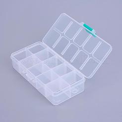 オーガナイザー収納プラスチックボックス  調整可能な仕切りボックス  長方形  ホワイト  13.5x7x3cm  コンパートメント：3x2.5センチメートル  10区画/ボックス&nbsp;CON-X0002-02